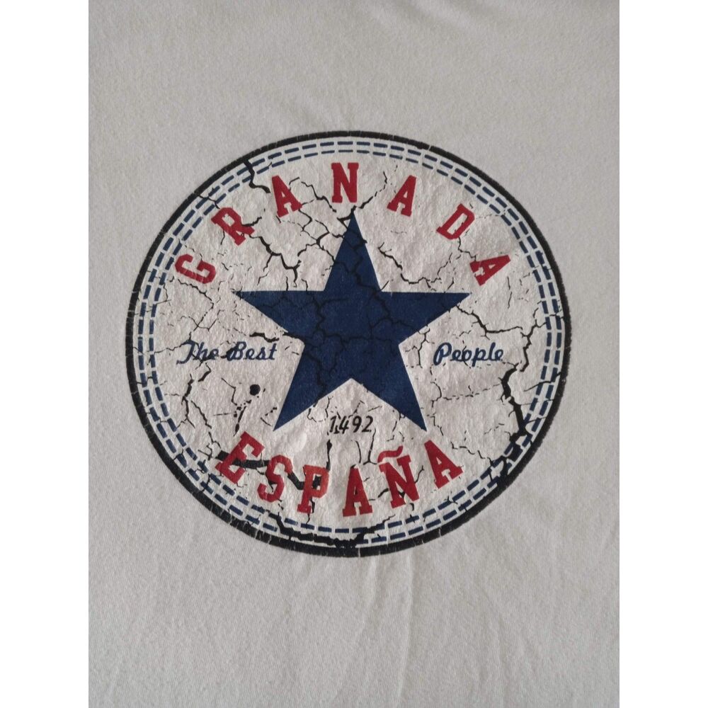 Granada España Converse All-Star White T-shirt Women's L Spain 1492 Best People